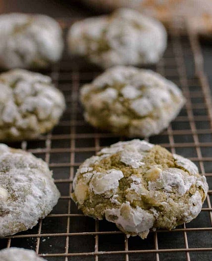 Gluten Free Matcha Crinkle Cookies
