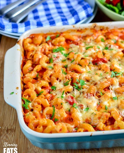 Chicken, Bacon and Tomato Pasta Bake - Slimming Friendly