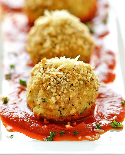 Chicken Parmesan Stuffed Meatballs