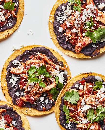 Easy Tostadas With Chicken Tinga and Black Beans