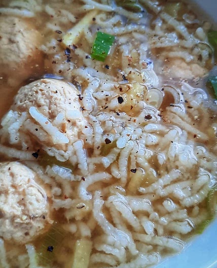 Rice Porridge with Tasty Pork Meatballs