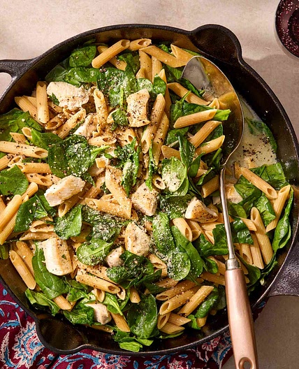 Chicken & Spinach Skillet Pasta with Lemon & Parmesan