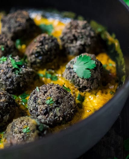 Vegan Lentil Meatballs with Indian Coconut Curry Sauce