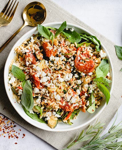 Orzo with Roasted Tomatoes and Zucchini