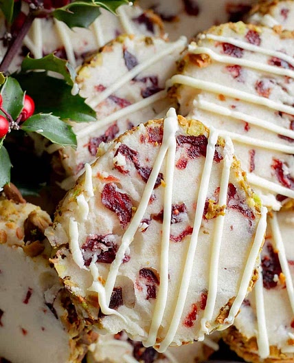 Cranberry Pistachio Shortbread Cookies