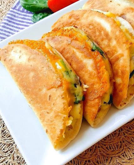 Grilled Potato Spinach Quesadillas