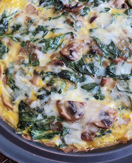 Mushroom and Spinach Quiche With Potato Crust