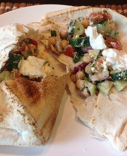 Moroccan Garbanzo Bean and Feta Pitas