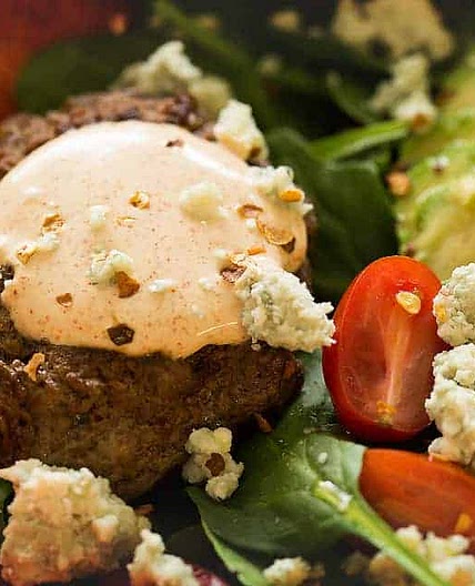 Keto Salad with Burger and Paprika Aioli