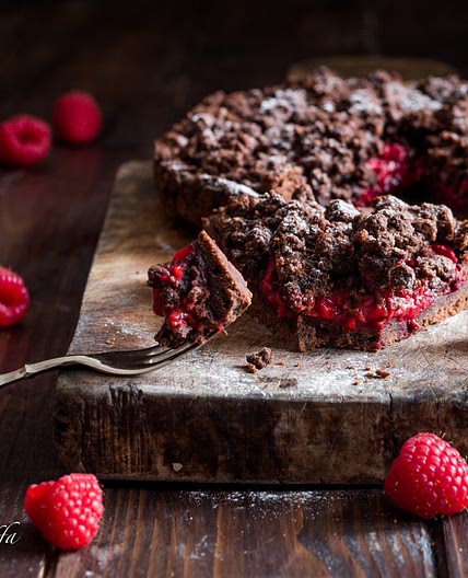 Sbriciolata cioccolato e lamponi