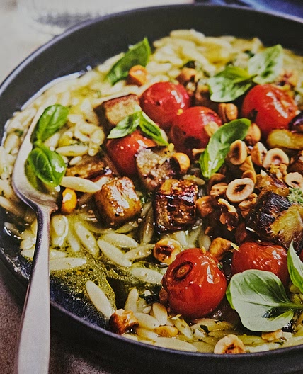 Pesto Orzotto with Aubergines