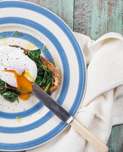 Spinach and poached egg on toast