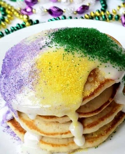 King Cake Pancakes for Mardi Gras and Fat Tuesday