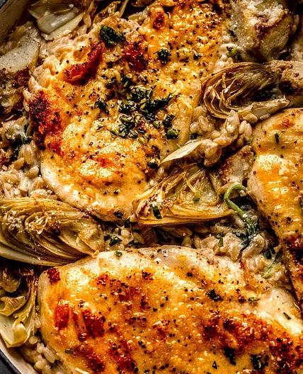 Spinach Artichoke Chicken Orzo