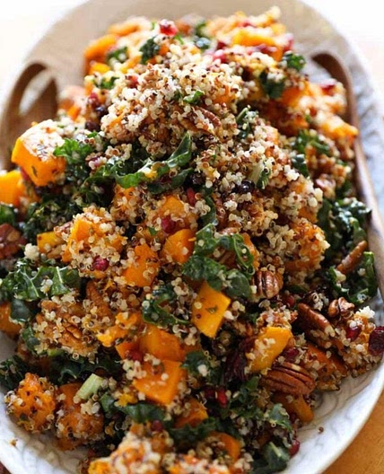 Roasted Butternut Squash Salad with Kale and Quinoa