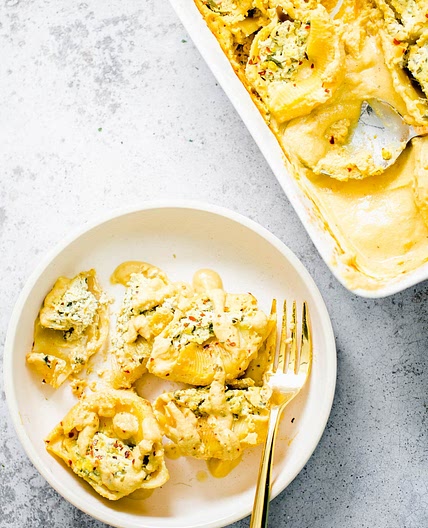 Vegan Stuffed Shells with Butternut Alfredo