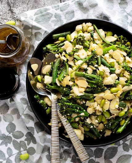 Warm Broccolini Salad with Feta & Almonds