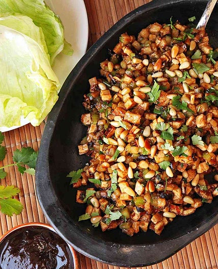 Cantonese-Style Tofu, Pine Nut, and Jicama Lettuce Cups (San Choi Bao) Recipe