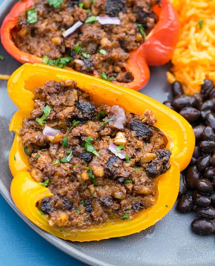Cauliflower Walnut Vegan Stuffed Peppers