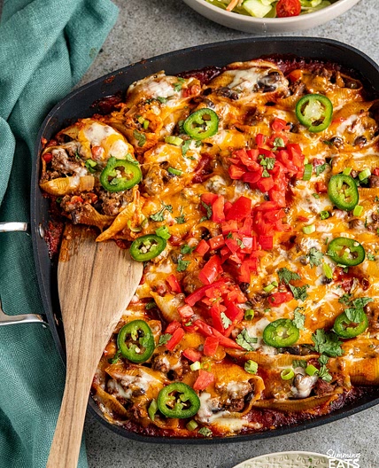 Cheesy Beef Enchilada Stuffed Pasta Shells
