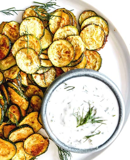Roasted Zucchini + Yogurt Dill Sauce