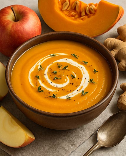 Apfel Kürbis Suppe mit Ingwer