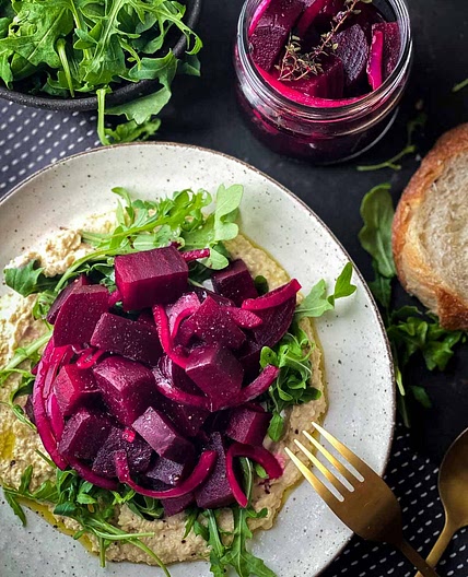 Pickled Beet Salad with Chickpea Mash