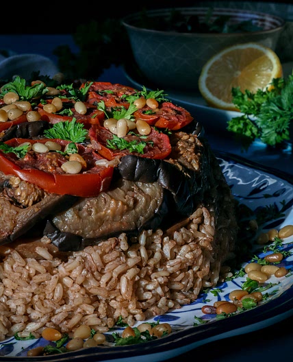 Vegan Makloubeh (Palestinian Flipped Rice)
