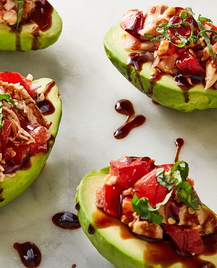 Bruschetta Chicken Stuffed Avocados