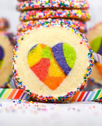 Slice and Bake Rainbow Heart Cookies