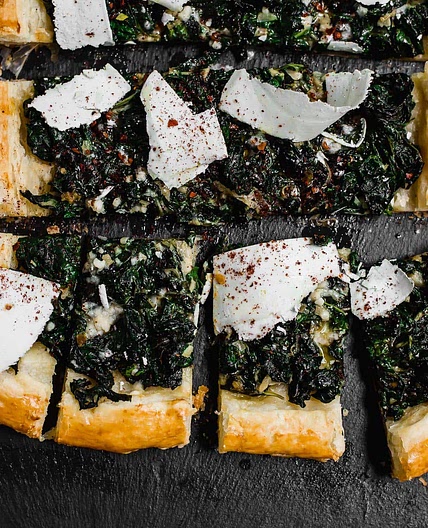 Rustic Swiss Chard Tart with Ricotta Salata and Sumac