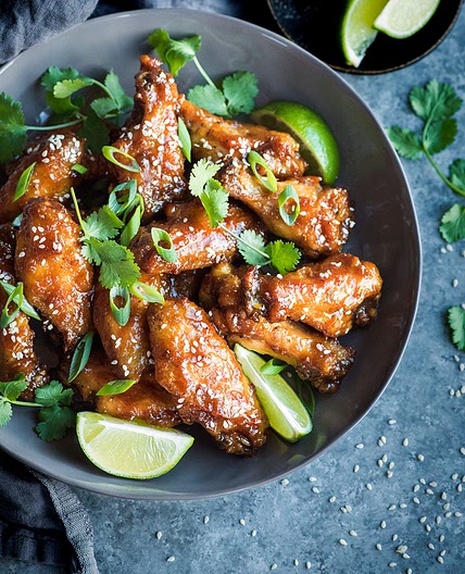 Spicy & Sticky Ginger Peach Chicken Wings