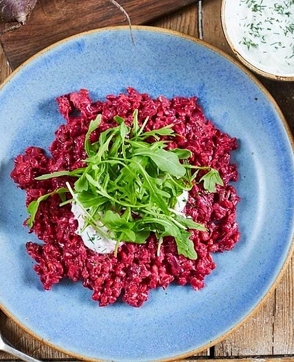 Beetroot barley risotto