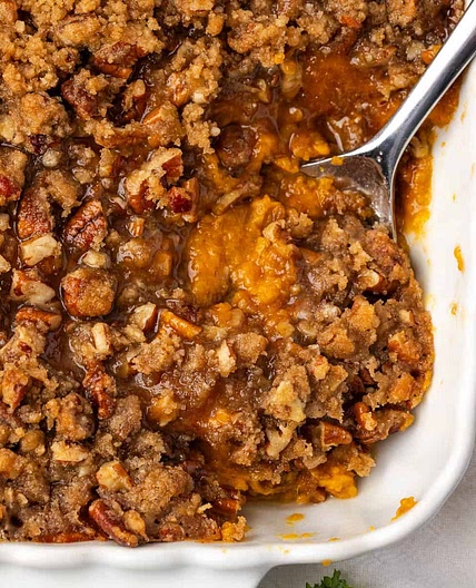 Sweet Potato Casserole with Pecan Topping
