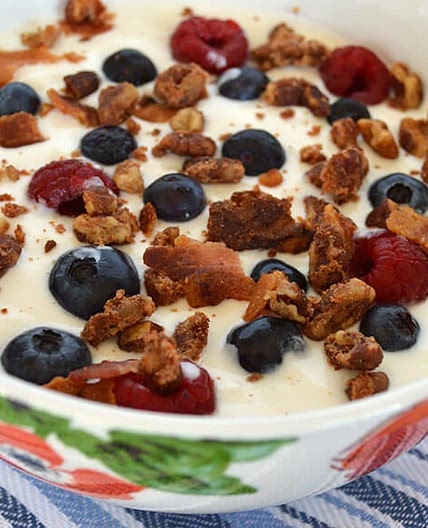 Paleo Maple Pecan Granola with Bacon Sprinkles