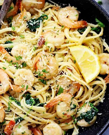 Lemon Garlic Parmesan Shrimp Pasta