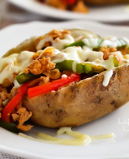 Chicken Cheesesteak Baked Potatoes