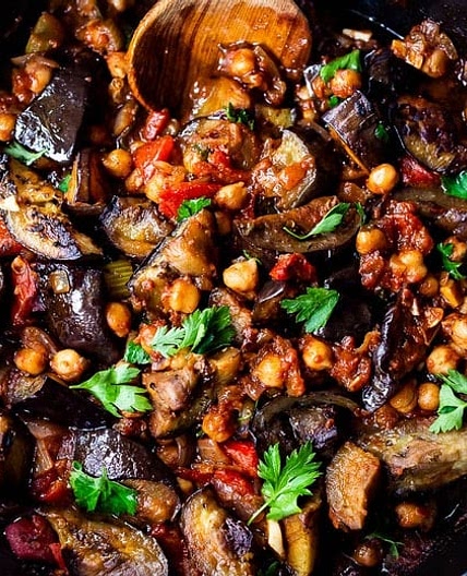 Moroccan Eggplant Chickpea Tagine