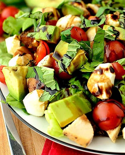 Avocado and Chicken Caprese Salad