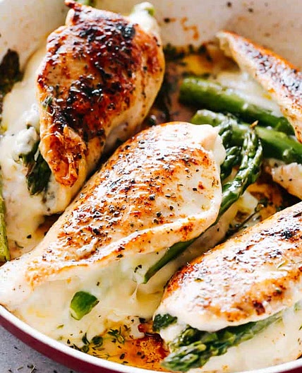 Cheesy Asparagus Stuffed Chicken Breasts Recipe