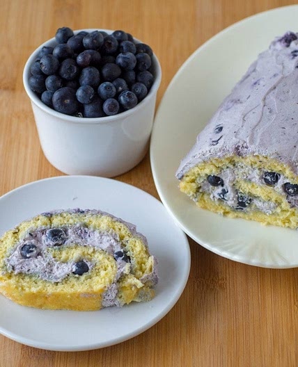 Blueberry Swiss Roll Cake