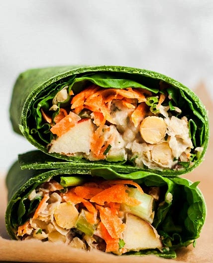 Vegan Pecan Apple Chickpea Salad Wraps
