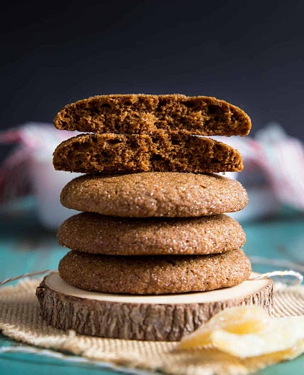 Ginger Molasses Cookies with Candied Ginger