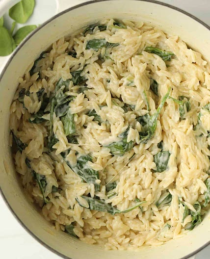 Creamy Parmesan Spinach Orzo