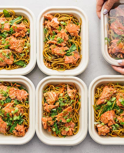 Honey Garlic Salmon with Lo Mein Meal Prep Recipe