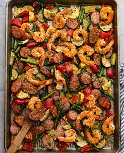 Cajun Shrimp and Sausage Vegetable Sheet Pan