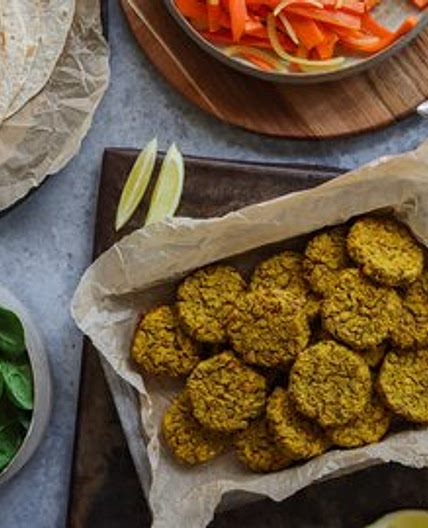 Baked Lentil & Potato Patty Wraps