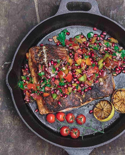 Mediterranean Blackened Salmon Recipe with Pomegranate Salsa