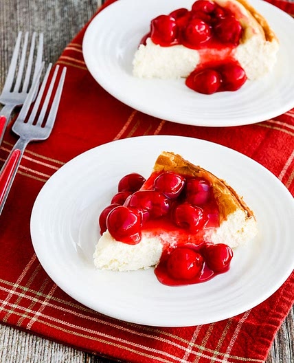 Low-Carb Cheesecake with Cherry Topping