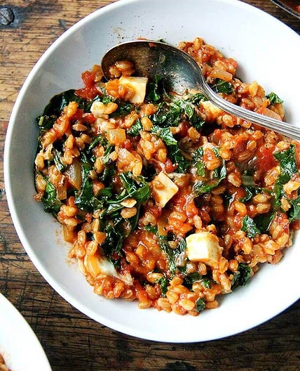 Farro Risotto with Kale and Feta